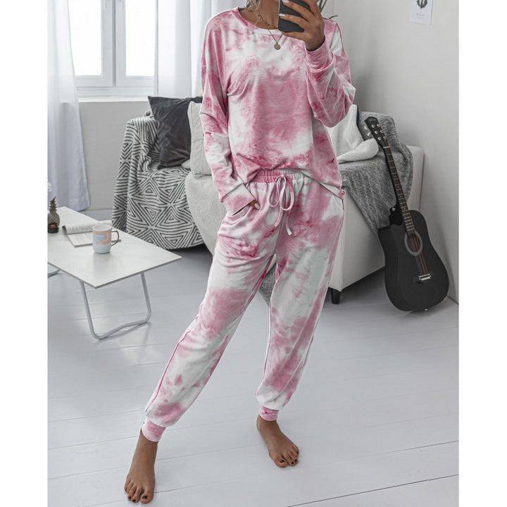 Damen Lässiger Tie-Dye Lounge-Jumpsuit mit Kordelzug und Eingrifftaschen – Solévia