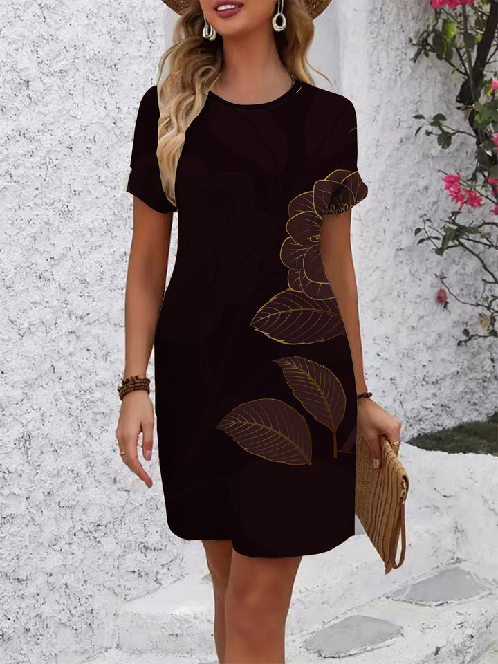 Damen Kurzarm Kleid mit floralem Linienmuster Echo Archiv