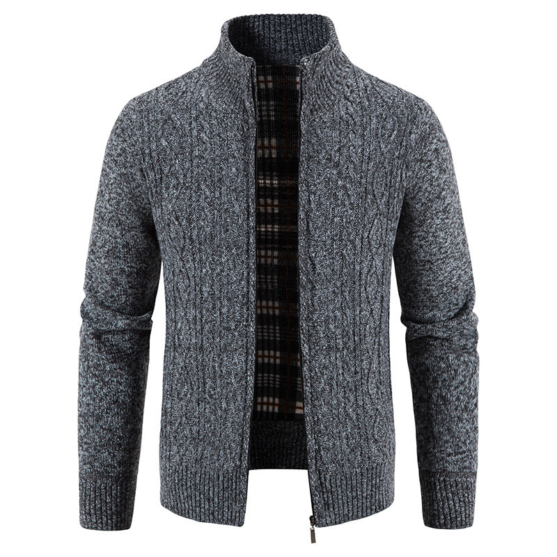 Herren Strickjacke mit hochschließendem Kragen und strukturiertem Design Echoarchiv