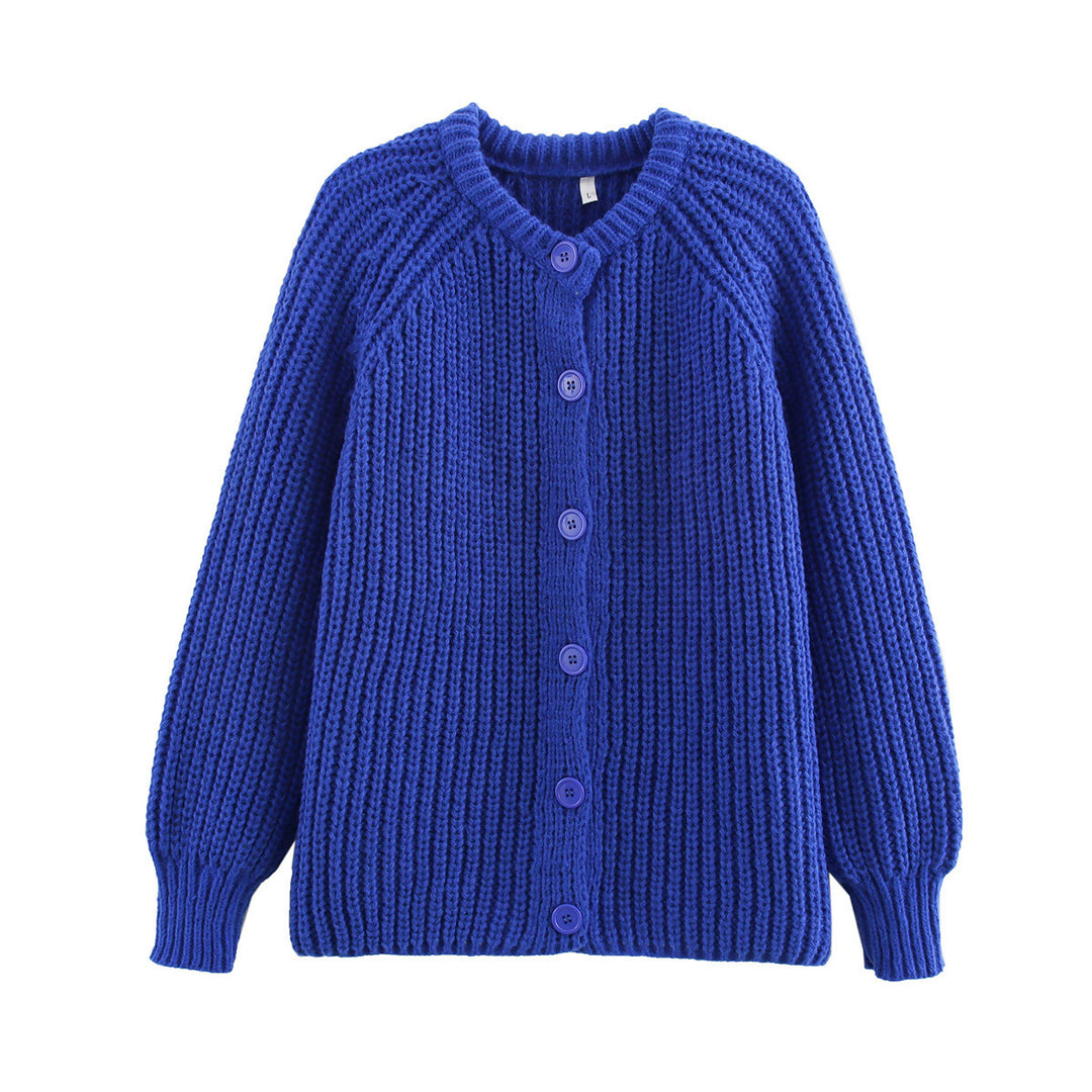 Damen nan grob gestrickte Raglan-Cardigan mit Ballonärmeln und durchgehender Knopfleiste Echo Archiv