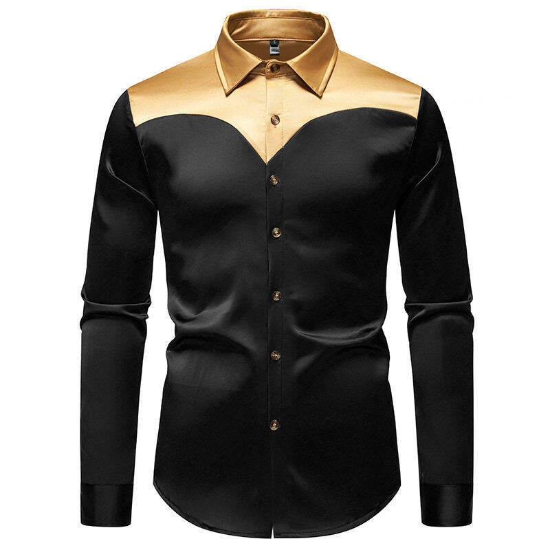 Herren elegante Hemd mit kontrastierendem Kragen und Knopfleiste Echoarchiv