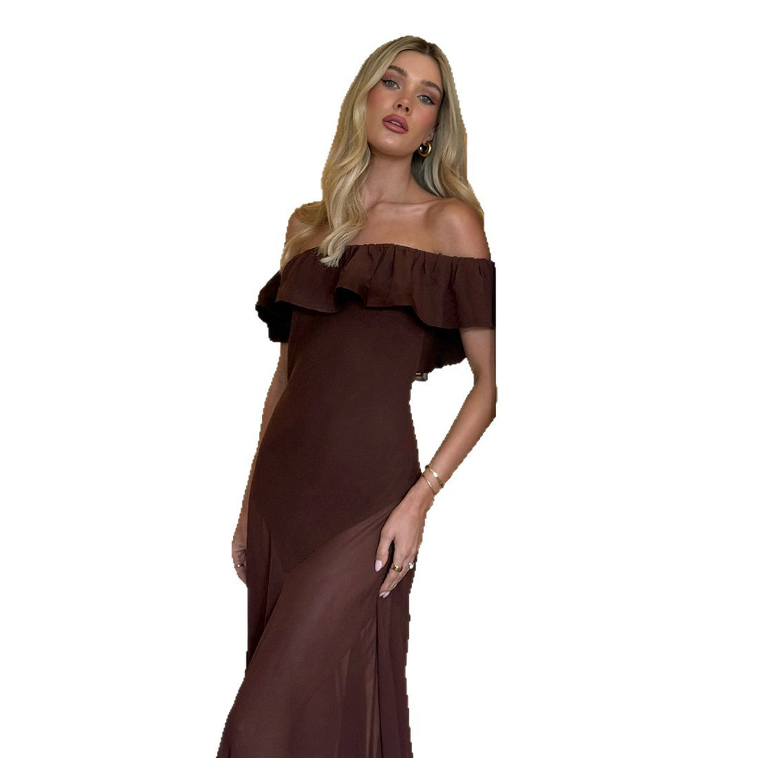 Damen Offshoulder Maxikleid mit voluminösem Rüschensaum Echo Archiv
