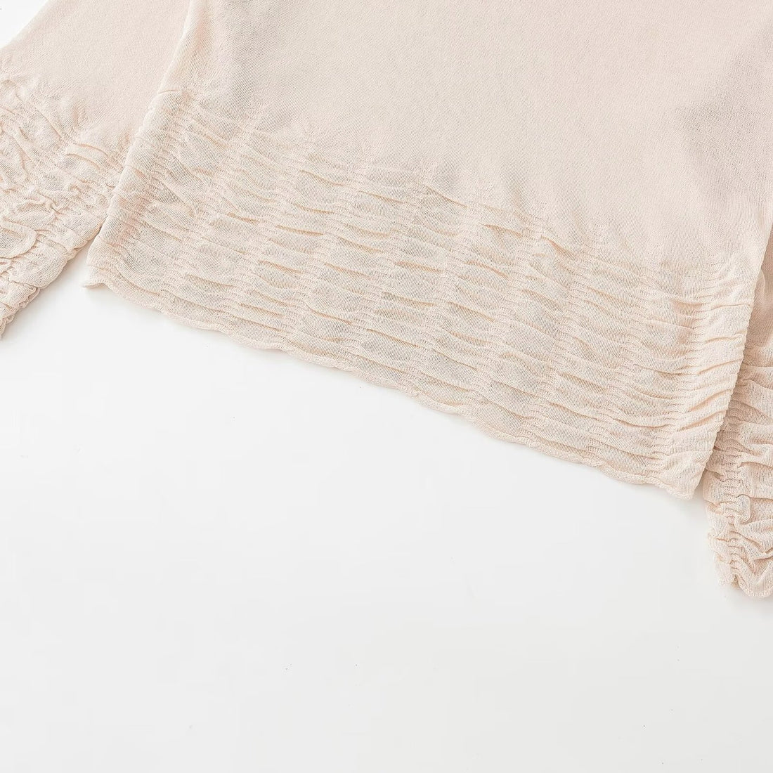 Damen Weites Strickpullover-Top mit U-Boot-Ausschnitt und gerafftem Volantsaum Echo Archiv