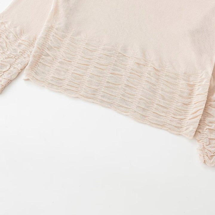 Damen Weites Strickpullover-Top mit U-Boot-Ausschnitt und gerafftem Volantsaum Echo Archiv