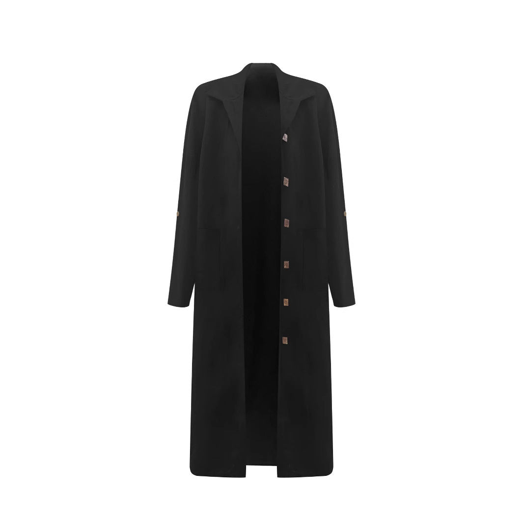 Damen Longline-Mantel mit Hemdkragen und Oversize-Silhouette Echoarchiv