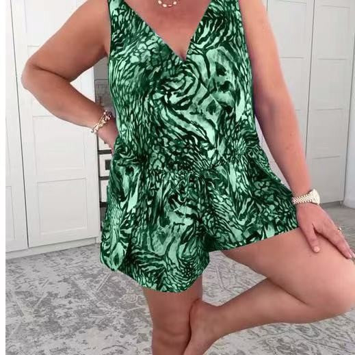 Damen lässiger Overall mit buntem Tiermuster Echo Archiv