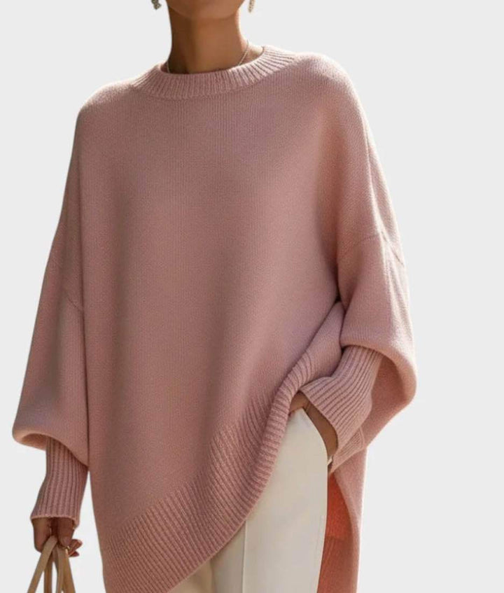 Damen nan Oversize Strickponcho mit asymmetrischem Saum und gerippten Ärmeln Echo Archiv