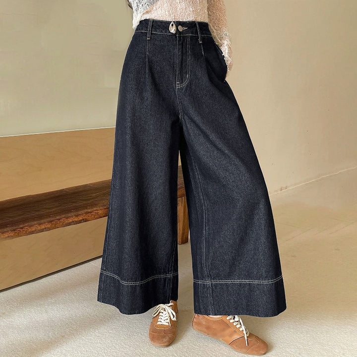 Damen High-Waist Culotte-Jeans aus schwerem Wide-Leg-Denim mit dekorativer Vordernaht Echo Archiv