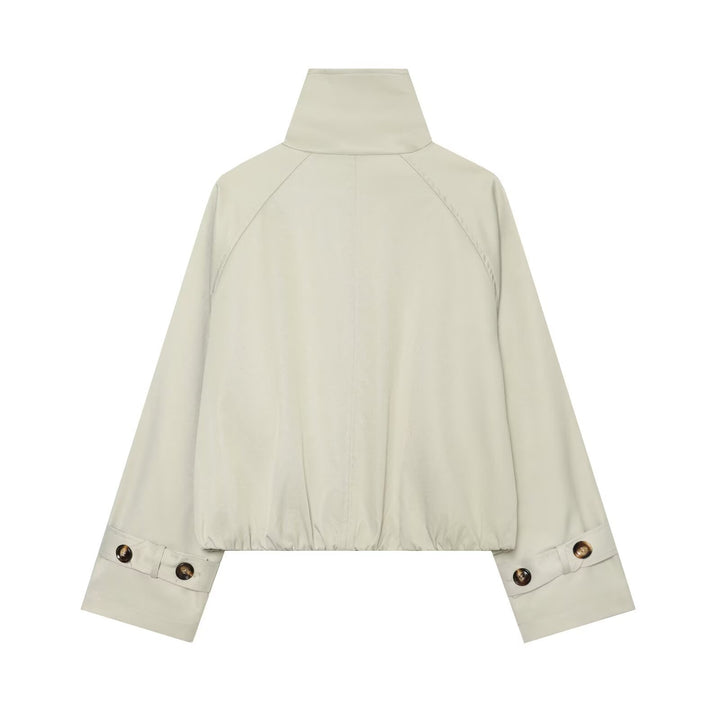 Damen Cropped-Trenchcape mit hohem Funnelkragen und Schulterriegeln Echoarchiv