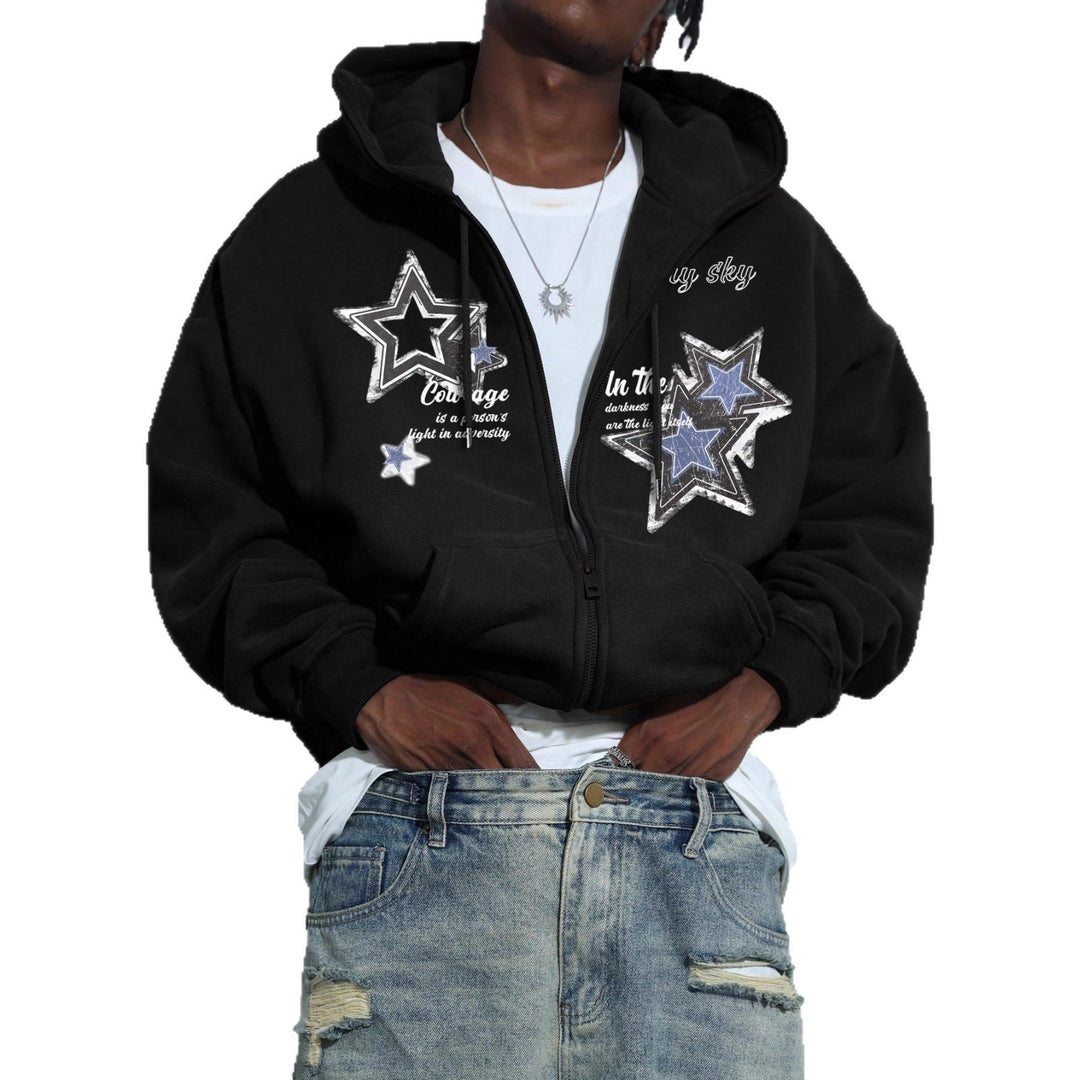 Herren Kapuzenjacke mit praktischem Reißverschluss und stylischem Sternenmotiv Echoarchiv