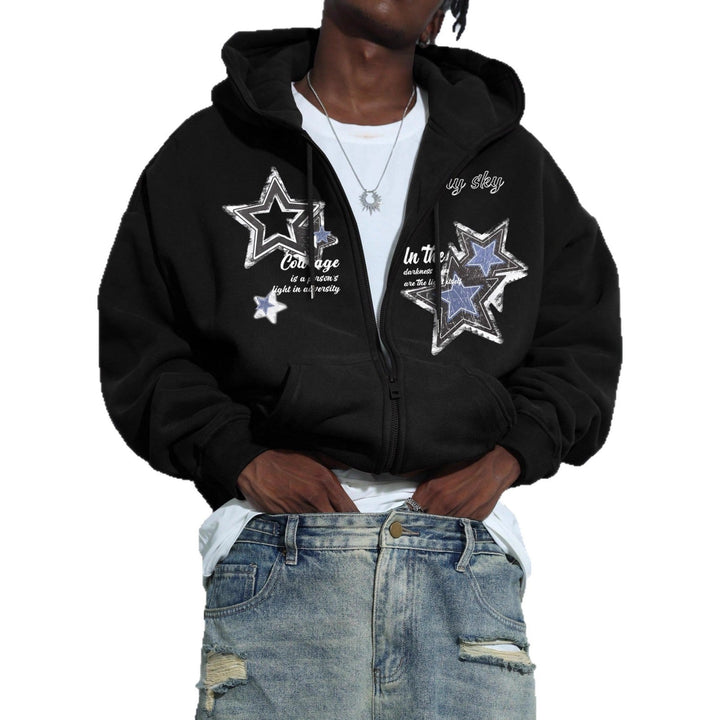 Herren Kapuzenjacke mit praktischem Reißverschluss und stylischem Sternenmotiv Echoarchiv