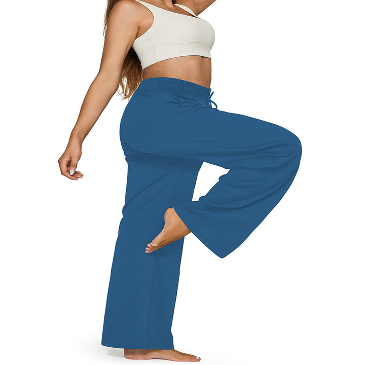Damen Weite High-Waist Yogahose mit Leopardenmuster und Kordelzug echoarchiv-