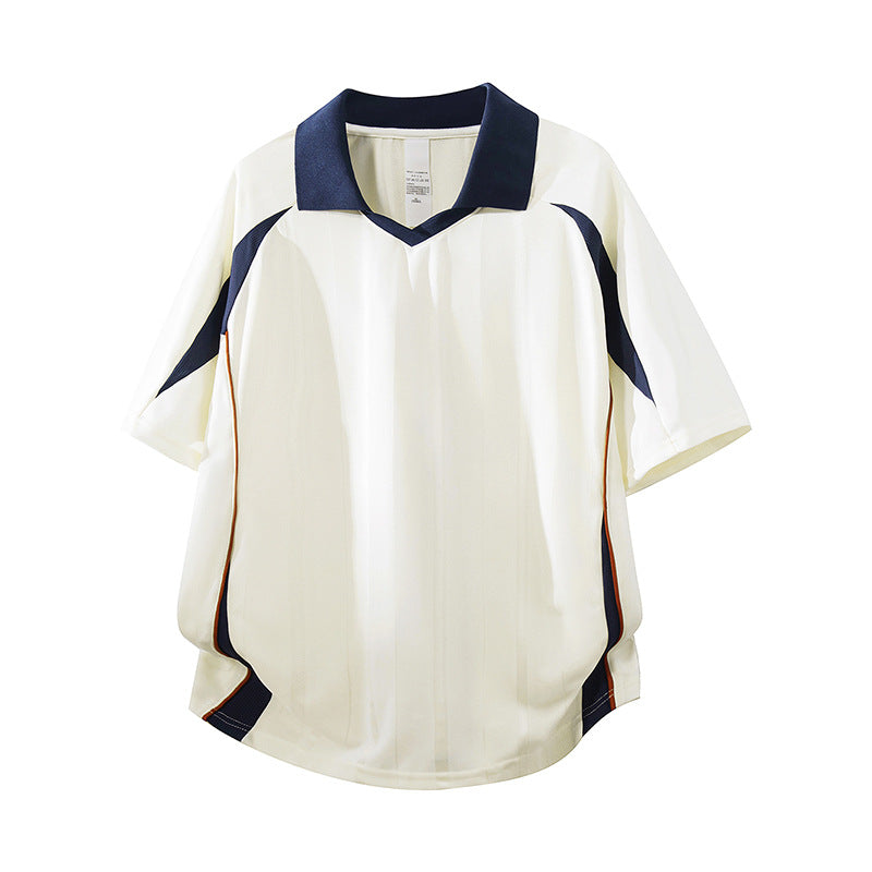 Herren Sportives Oversize-Poloshirt mit V-Ausschnitt, Kontrastpaspeln und atmungsaktivem Material Echo Archiv