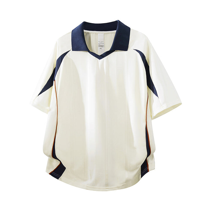 Herren Sportives Oversize-Poloshirt mit V-Ausschnitt, Kontrastpaspeln und atmungsaktivem Material Echo Archiv