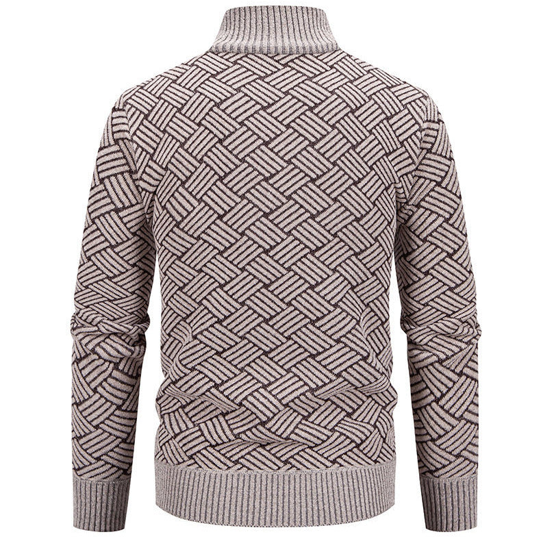 Herren modische Strickjacke mit hochgeschlossenem Kragen und Reißverschluss Echoarchiv
