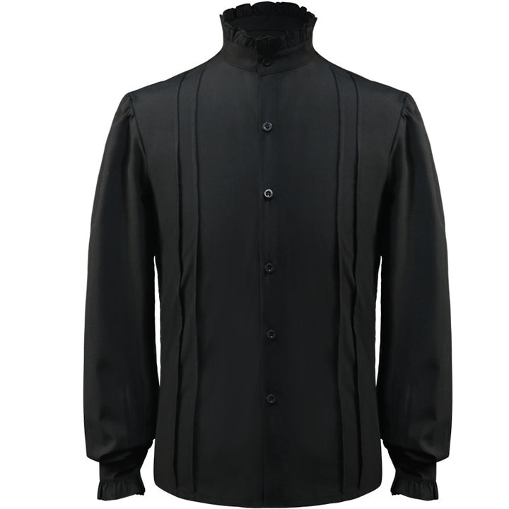 Herren lässiges Kurzarmshirt mit geschnürter V-Kehle, kurzem Stehkragen und weichem Baumwollmix – Marzano