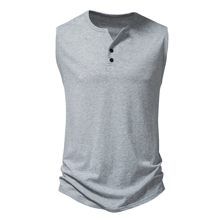 Herren ärmelloses Henley-Shirt mit modernem Knopfdesign Echoarchiv