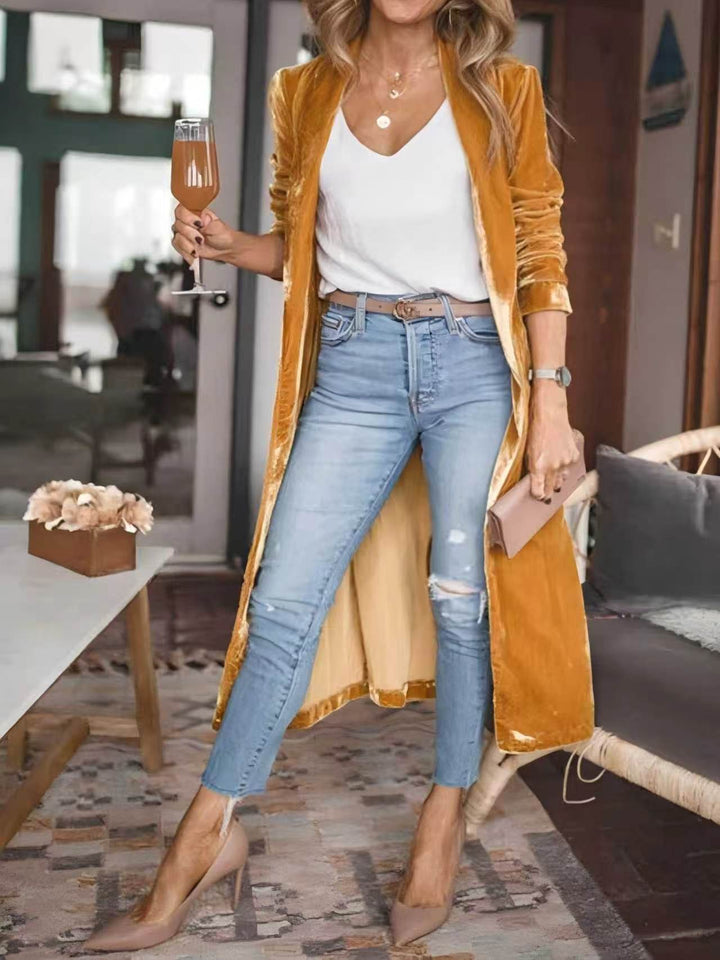 Damen Elegante Veloursjacke mit hohem Kragen Echo Archiv