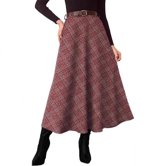 Damen Eleganter Maxi-Rock mit Karomuster Echo Archiv