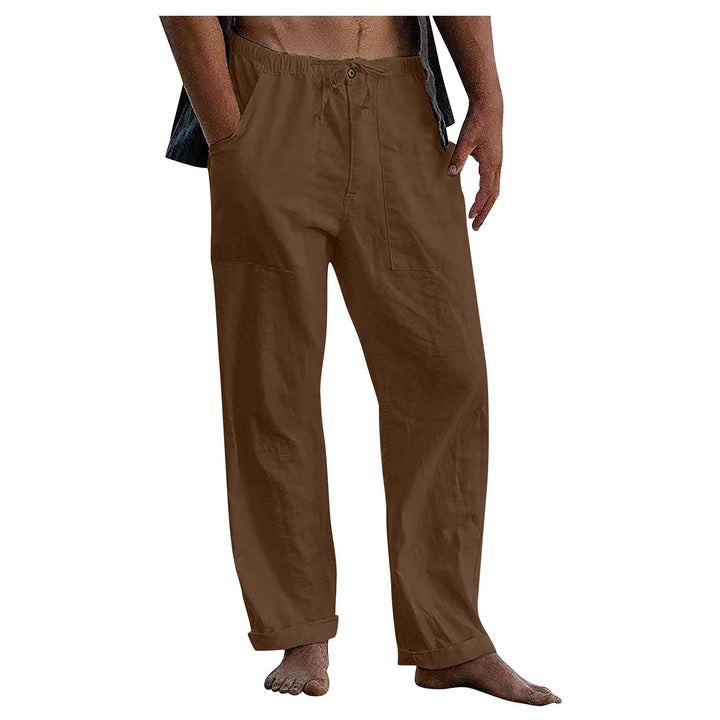 Herren nan leichte Leinenhose mit elastischem Bund und geradem Schnitt Echo Archiv