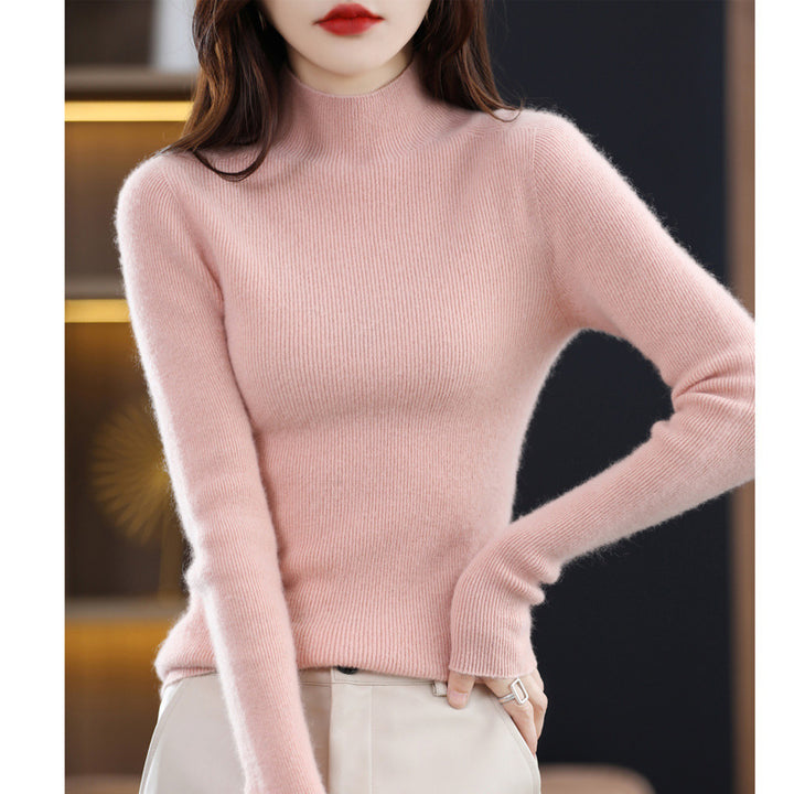 Damen Schmaler Mockneck-Feinstrickpullover mit extrafeiner Rippenstruktur und Kaschmir-Optik Echoarchiv