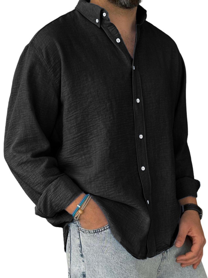 Herren nan leichtes Baumwoll-Leinen-Hemd mit Button-Down-Kragen und entspannter Relaxed-Fit Echo Archiv