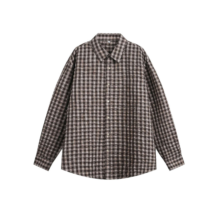 Unisex Oversize-Kariertes Hemdjacke mit Tasche und weichem Strukturstoff Echoarchiv