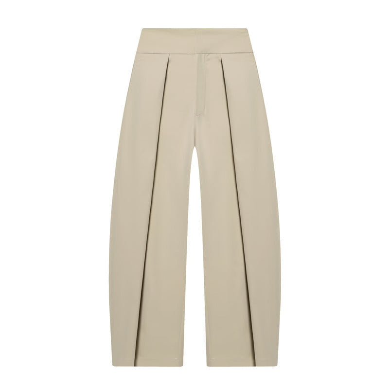 Damen Weite Plissée-Jerseyhose mit hoher Taille und Bügelfalte Echo Archiv