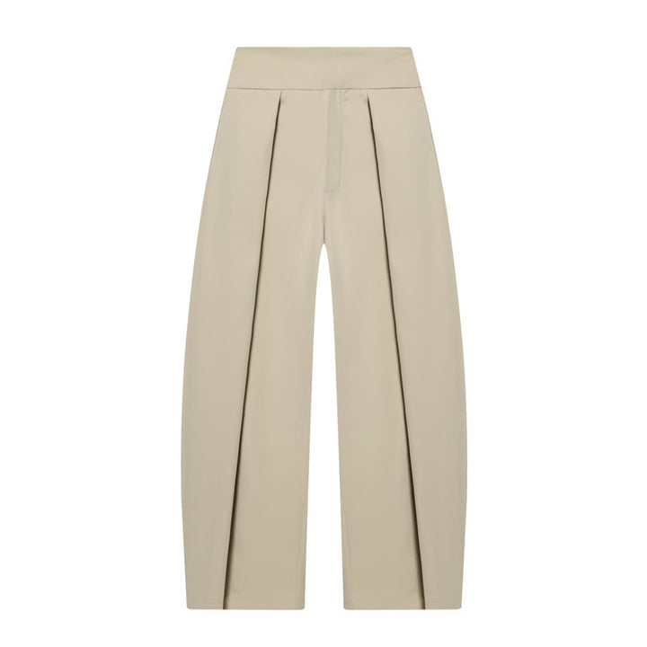 Damen Weite Plissée-Jerseyhose mit hoher Taille und Bügelfalte Echo Archiv