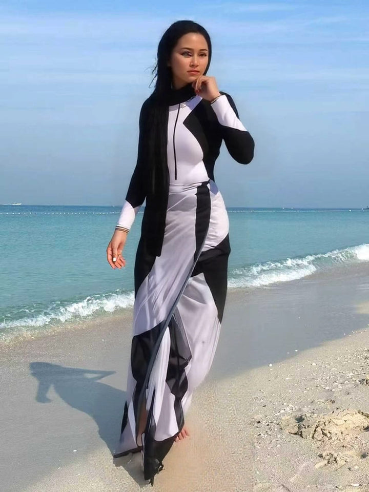 Damen modischer UV-Schutz-Schwimmanzug mit langen Ärmeln Echo Archiv