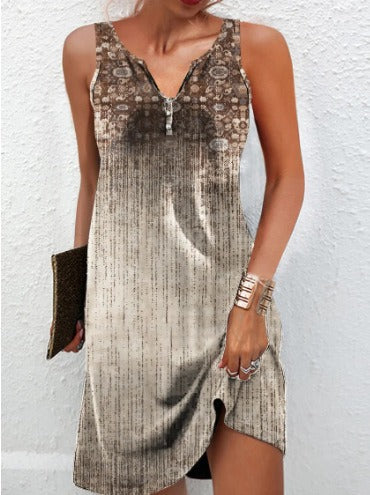 Damen, lässiges Sommerkleid mit V-Ausschnitt und asymmetrischem Saum Echoarchiv