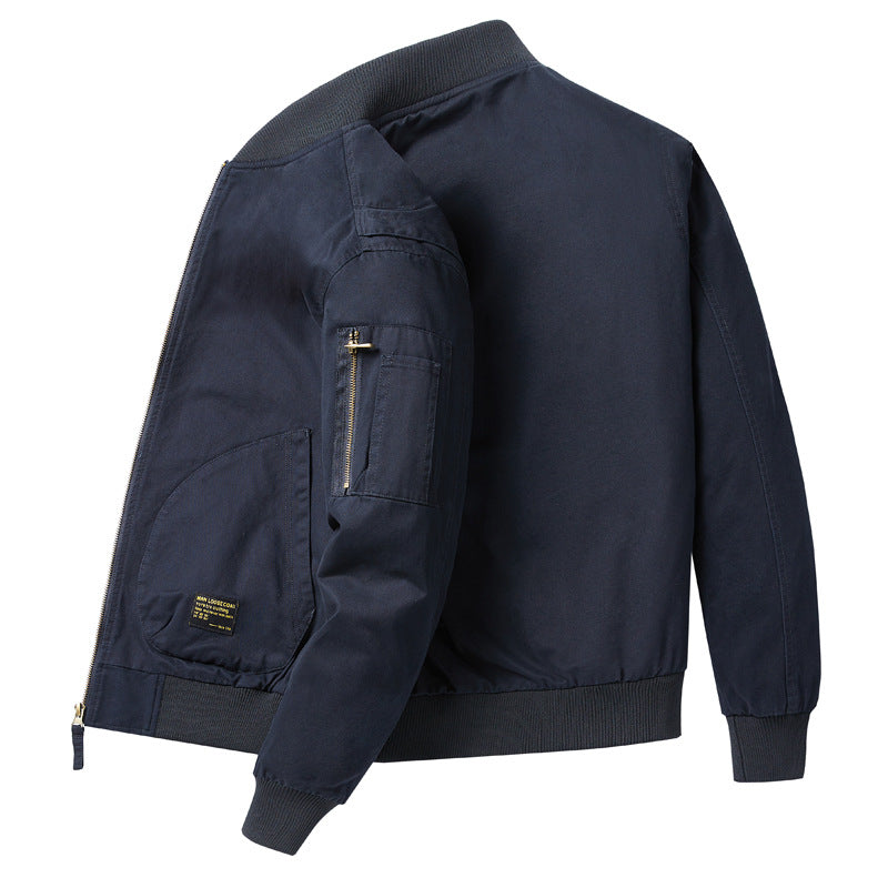 Herren  Baumwoll-Twill Utility Flight Bomberjacke mit geripptem Saum, Ärmeln, Reißverschlusstaschen und verstärkten Patten pockets Echo Archiv