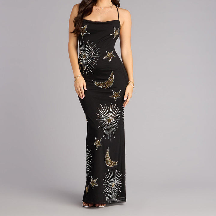 Damen Glamouröses Abendkleid mit schimmernden Pailletten und fantasievollem Design Echo Archiv
