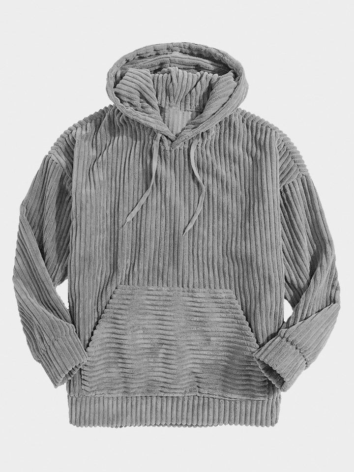 Unisex nan gerippter Samt-Hoodie mit Kapuze und Kängurutasche Echo Archiv
