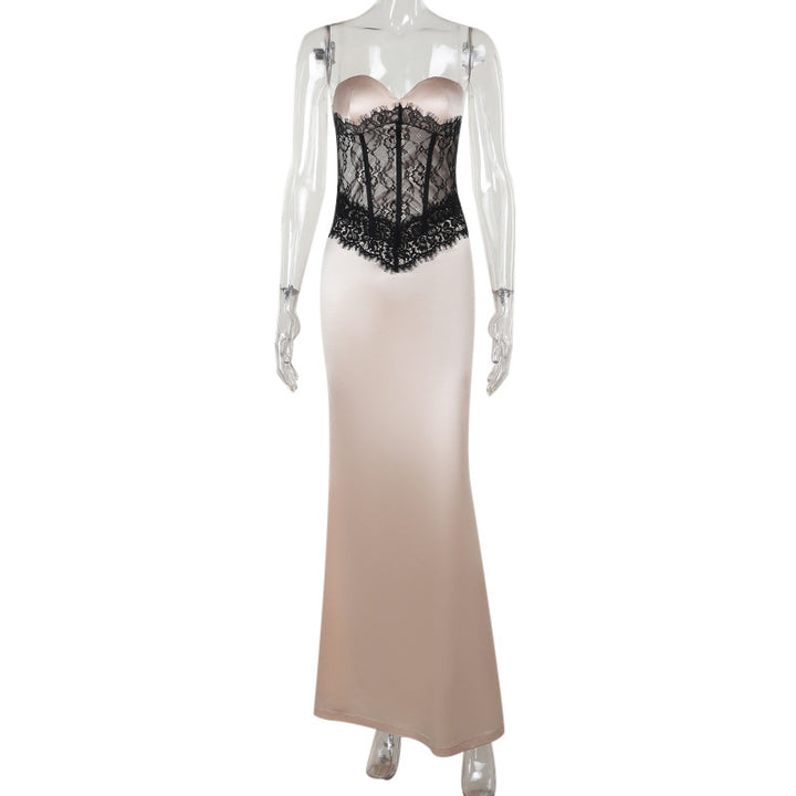 Damen elegantes Korsett-Maxikleid mit Spitzenoberteil Echo Archiv