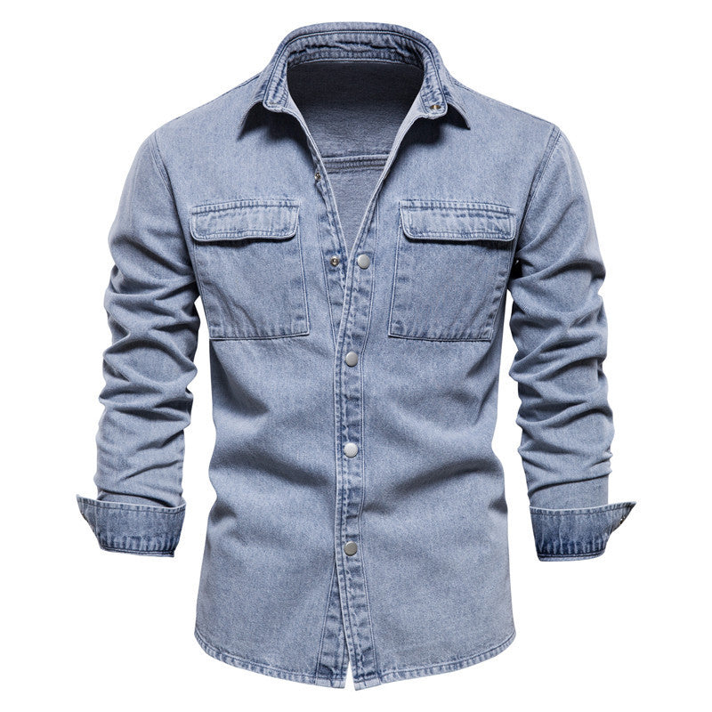 Herren nan lässiges Jeans-Overshirt mit Druckknopfleiste, aufgesetzten Brusttaschen und klassischem Hemdkragen Echo Archiv