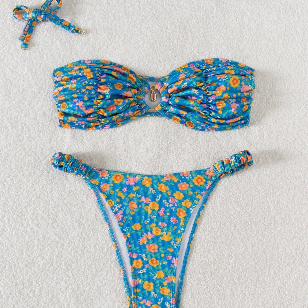 Damen Bandeau-Bikini mit viktorianischem Floralprint Echo Archiv