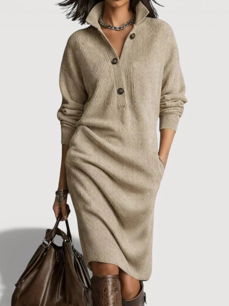 Damen Bequemes Strickkleid mit Knopfdetails – Lunéa