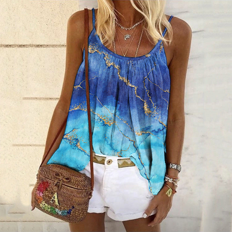 Damen Sommerliches Tanktop mit modischem Marmormuster Echo Archiv
