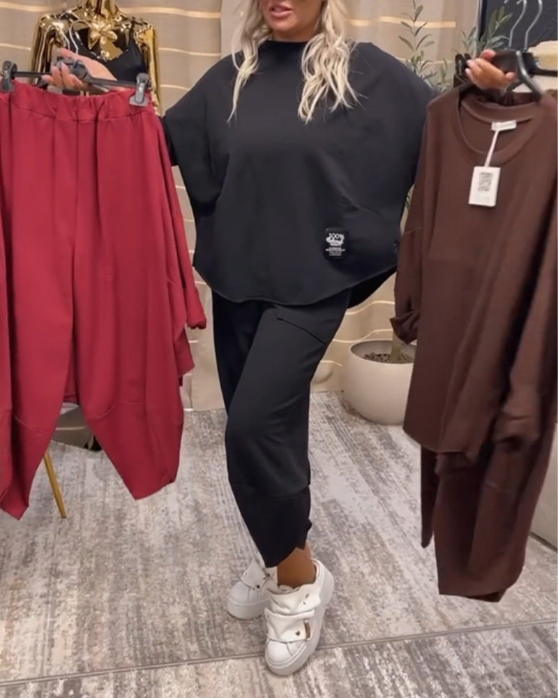 Damen nan Lounge-Ensemble aus Oversize-Cape-Sweatshirt und konischer Jogpant Echo Archiv