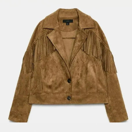 Damen Kurz geschnittene Wollmix-Jacke mit Stehkragen, Reißverschluss und Ballonärmeln Echo Archiv