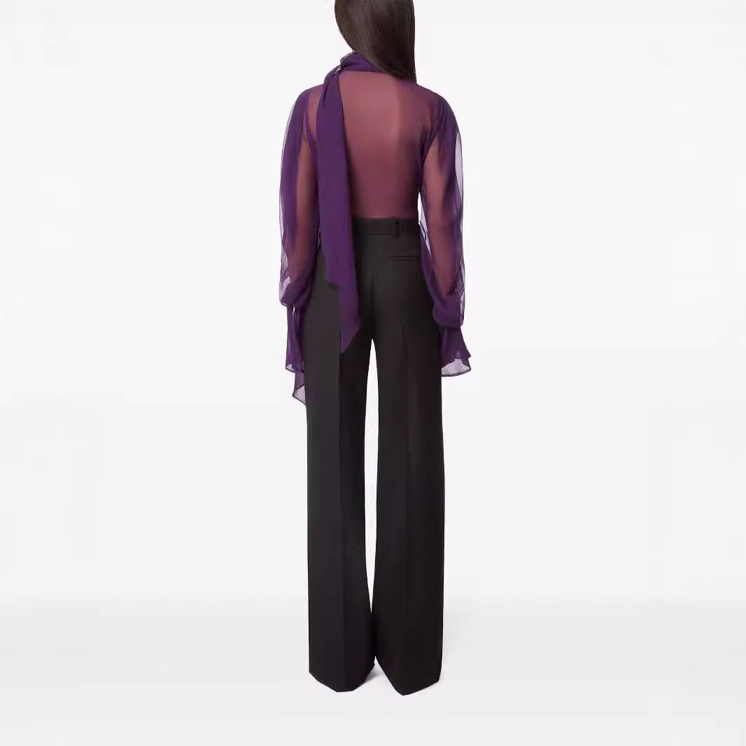 Damen Hochtaillierte weite Nadelstreifen-Hose im Tailoring-Stil Echoarchiv