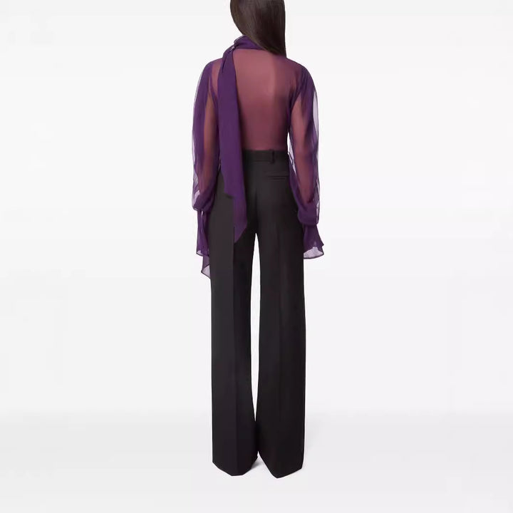 Damen Hochtaillierte weite Nadelstreifen-Hose im Tailoring-Stil Echoarchiv