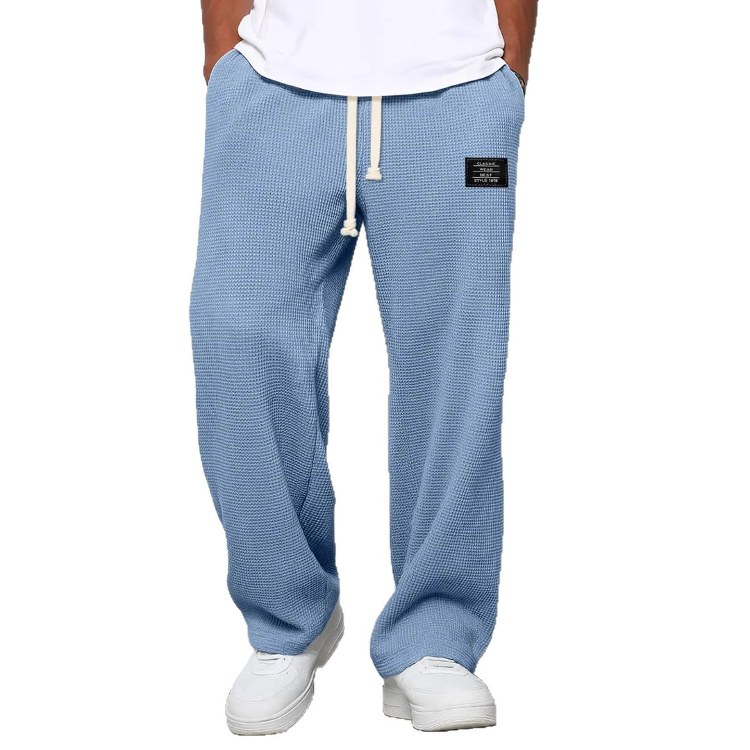 Herren nan lässige Waffelstrick Loungehose mit Kordelzug und geradem Schnitt Echo Archiv