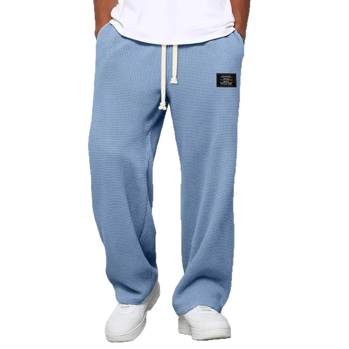 Herren nan lässige Waffelstrick Loungehose mit Kordelzug und geradem Schnitt Echo Archiv