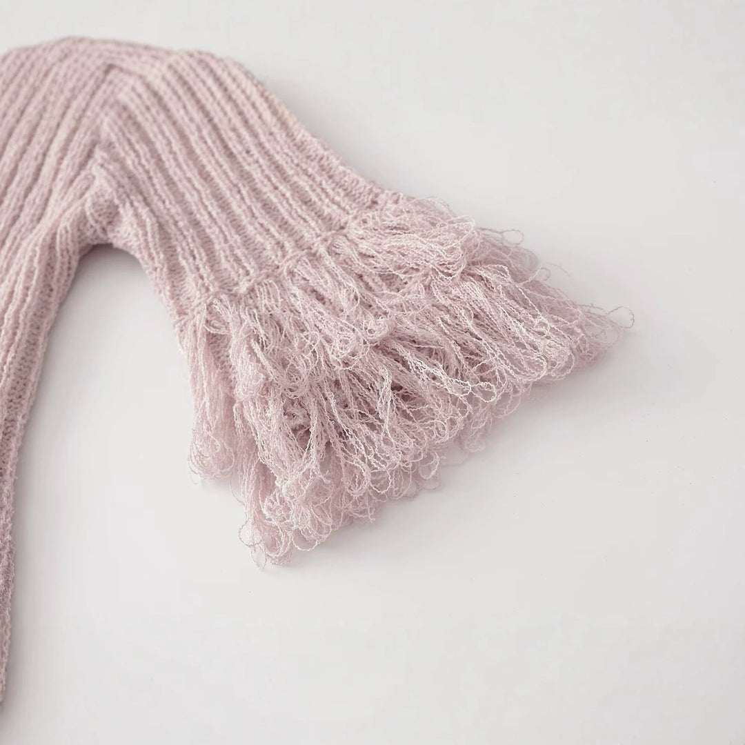 Damen Feinstrick-Cardigan mit Fransenstufen und dekorativen Kugelknöpfen Echoarchiv