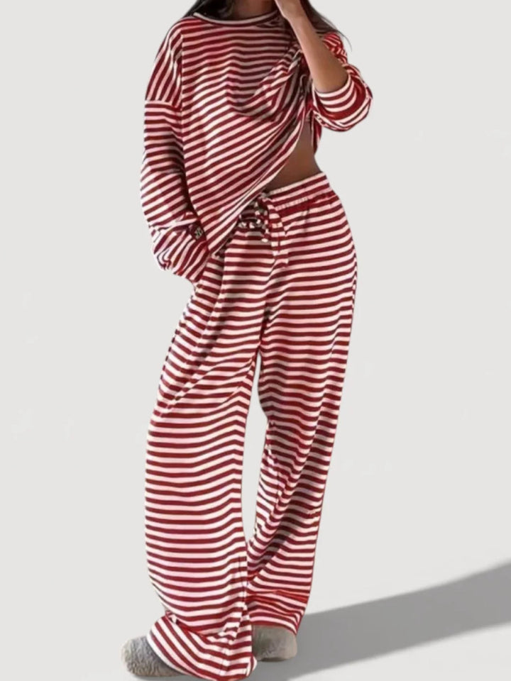 Damen Bequemes gestreiftes Lounge-Set