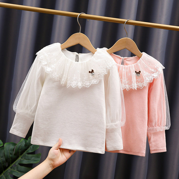 Mädchen Bluse mit voluminösem Tüllkragen Echo Archiv