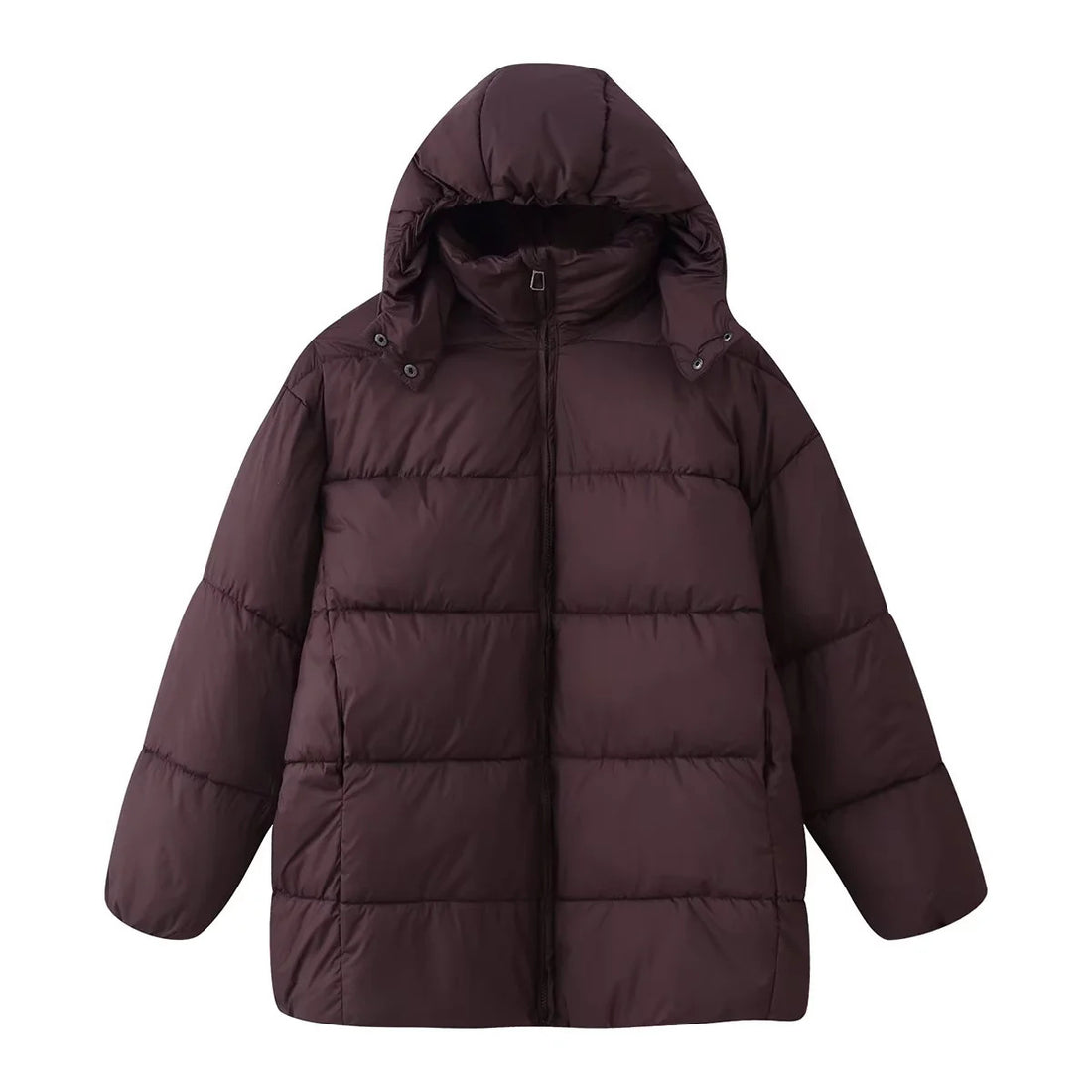 Damen oversized Steppjacke mit Kapuze und wärmender Thermofütterung – Célinea