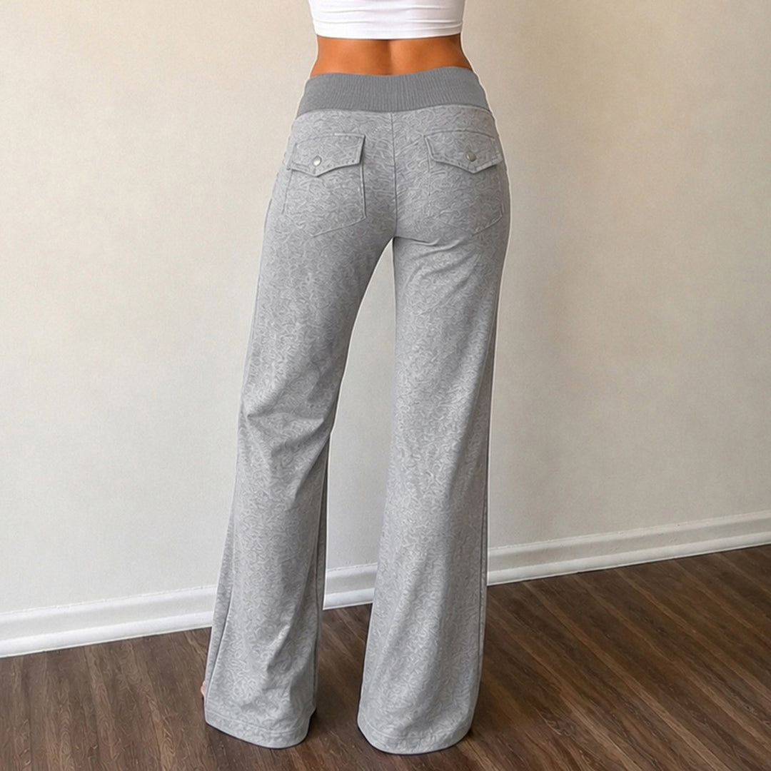 Damen weite Schlag-Sweathose mit hohem Bund und Kordelzug – Avélisse